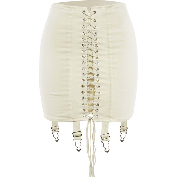 Fusta de dama moderna in alb si negru cu cravate