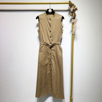 Rochie de dama lunga cu curea in talie de culoare maro