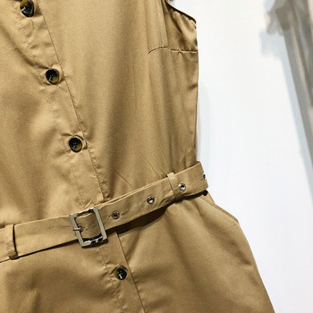 Rochie de dama lunga cu curea in talie de culoare maro