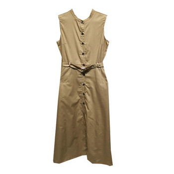 Rochie de dama lunga cu curea in talie de culoare maro