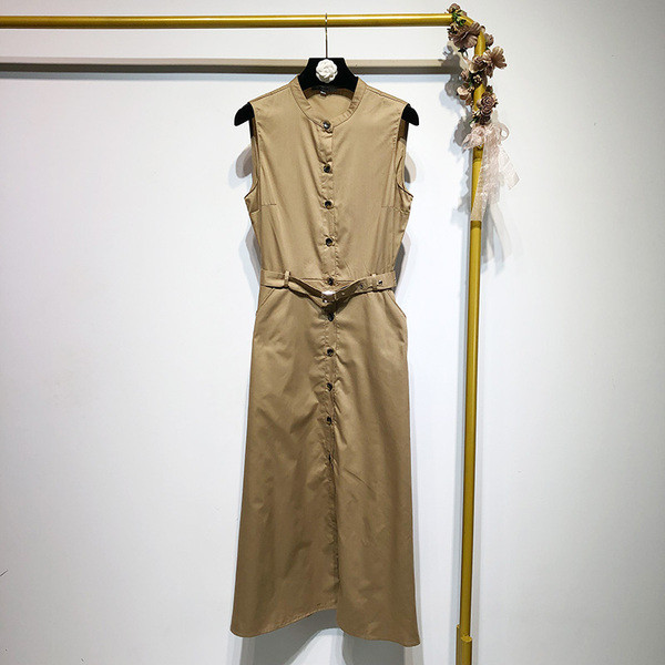 Rochie de dama lunga cu curea in talie de culoare maro