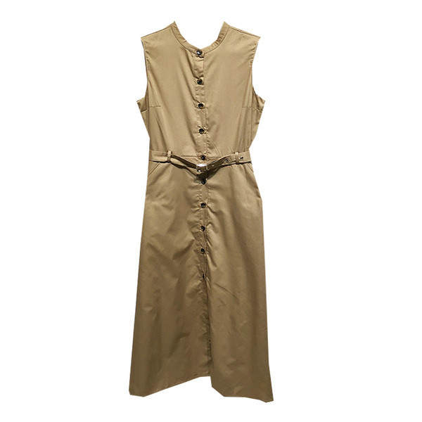 Rochie de dama lunga cu curea in talie de culoare maro