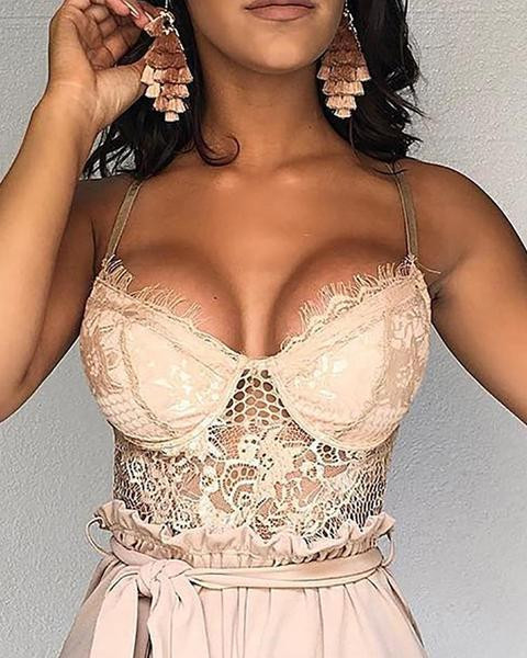 Salopeta de dama moderna cu dantela si bretele subtiri in mai multe culori