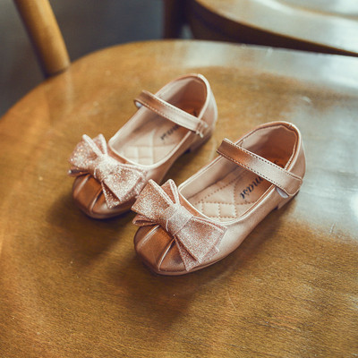 Pantofi eleganti pentru copii pentru fete cu panglica argintii, aurii si negru