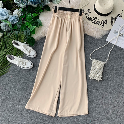 Pantaloni moderni de dama cu talie inalta si elastic in mai multe culori