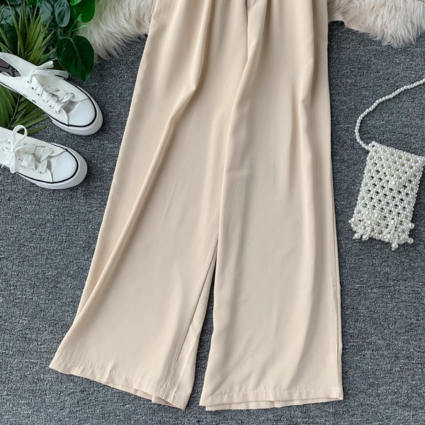 Pantaloni moderni de dama cu talie inalta si elastic in mai multe culori