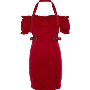 Rochie actuală de damă în roșu cu umerii goi