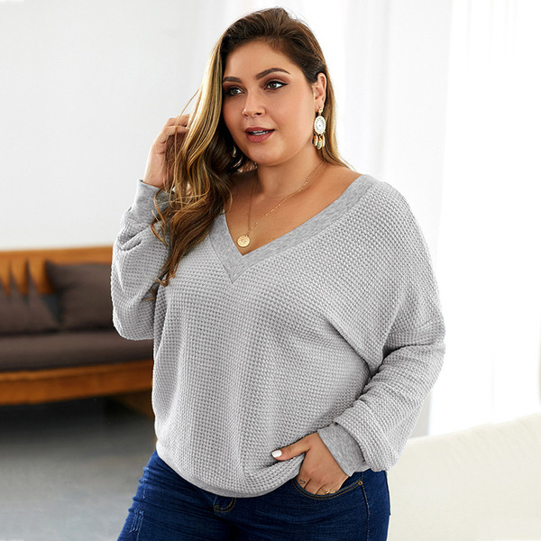 Bluză de damă modernă cu decolteu în V și mâneci lungi