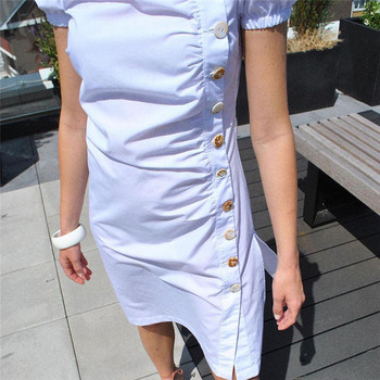 Rochie moderna de dama alb cu maneci scurte