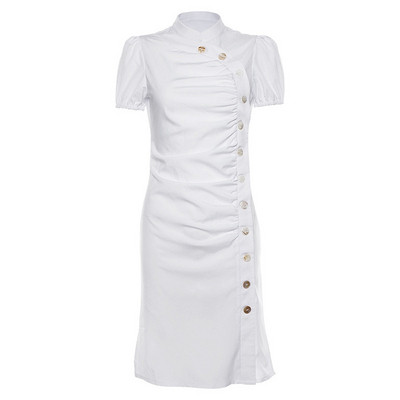 Rochie moderna de dama alb cu maneci scurte