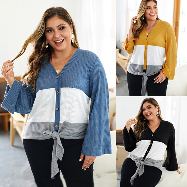 Bluză de damă elegantă cu decolteu în V și mânecă lotus în mai multe culori