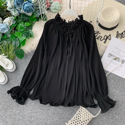 Cămașă plisată de damă cu broderie în mai multe culori