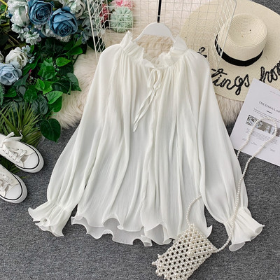 Cămașă plisată de damă cu broderie în mai multe culori