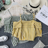 Bluză de damă în dungi cu mâneci scurte în mai multe culori