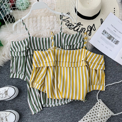 Bluză de damă în dungi cu mâneci scurte în mai multe culori