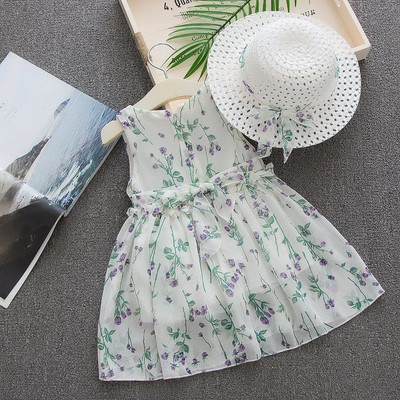 Rochie bebelus model nou pentru fete in alb, verde si roz