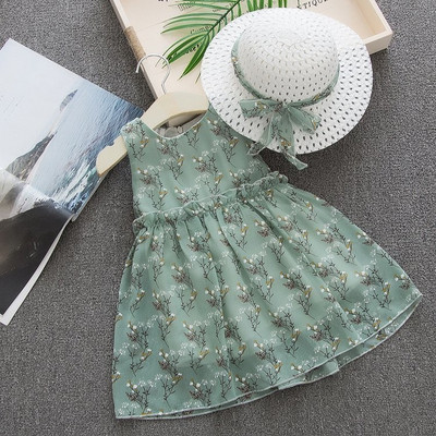 Rochie bebelus model nou pentru fete in alb, verde si roz