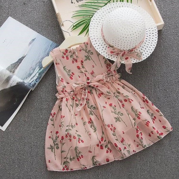 Rochie bebelus model nou pentru fete in alb, verde si roz