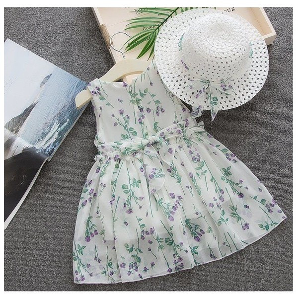 Rochie bebelus model nou pentru fete in alb, verde si roz