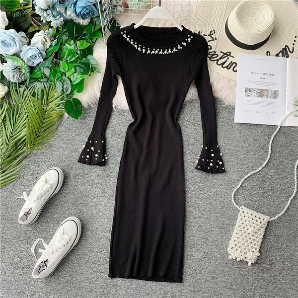 Rochie moderna de dama cu perle in mai multe culori