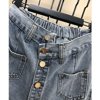 Fusta de dama casual din denim cu talie elastica