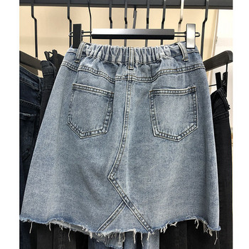 Fusta de dama casual din denim cu talie elastica