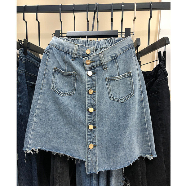 Fusta de dama casual din denim cu talie elastica