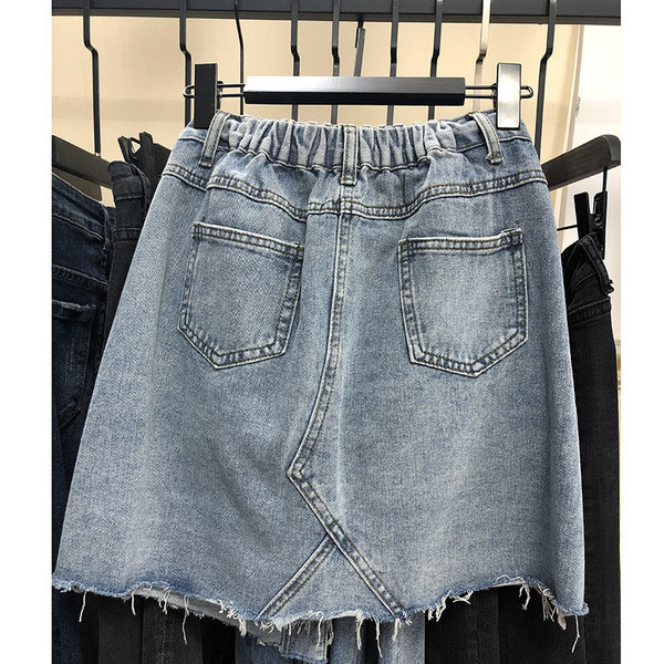 Fusta de dama casual din denim cu talie elastica