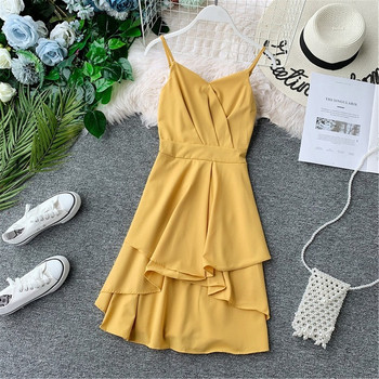 Rochie moderna de dama cu bretele in patru culori