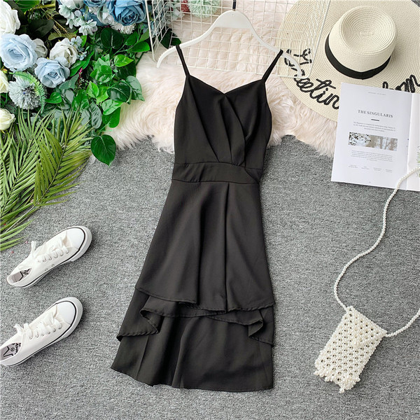 Rochie moderna de dama cu bretele in patru culori