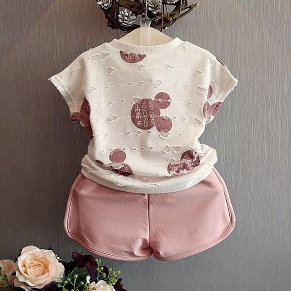 Set pentru copii modern bluza + pantaloni roz si negru