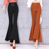 Актуален дамски панталон в кафяв и черен цвят