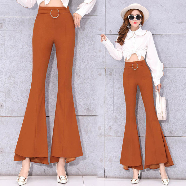 Актуален дамски панталон в кафяв и черен цвят 