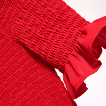 Rochie modernă de damă cu mâneci căzute în negru și roșu