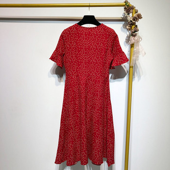 Rochie roșie casual cu mâneci scurte