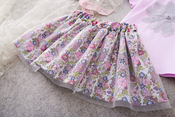 Set copii elegant pentru fete bluza + fusta cu motive florale