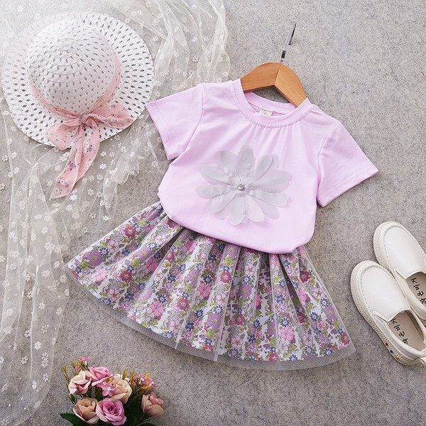 Set copii elegant pentru fete bluza + fusta cu motive florale
