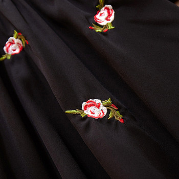 Rochie moderna de dama cu broderie si marimi pana la 5XL in negru