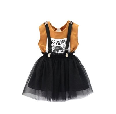 Set fuste moderne copii cu bretele + bluza pentru fete