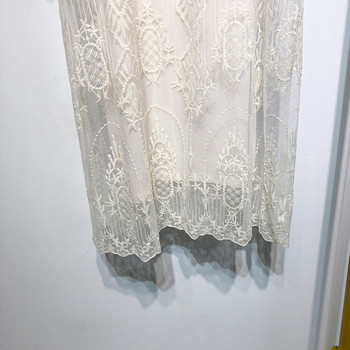 Rochie eleganta de dama cu maneci scurte si dantela in alb