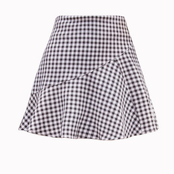 Fusta dama in carouri actuala in doua culori cu talie inalta