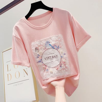 Tricou de dama modern cu maneca scurta si aplicatie