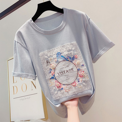 Tricou de dama modern cu maneca scurta si aplicatie