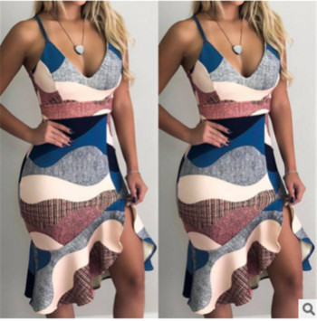 Rochie moderna de dama cu bretele subtiri si decolteu in V