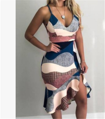 Rochie moderna de dama cu bretele subtiri si decolteu in V