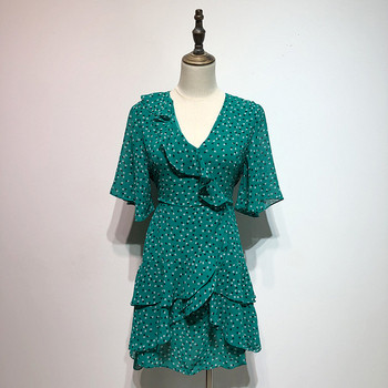 Rochie de dama verde cu maneci scurte