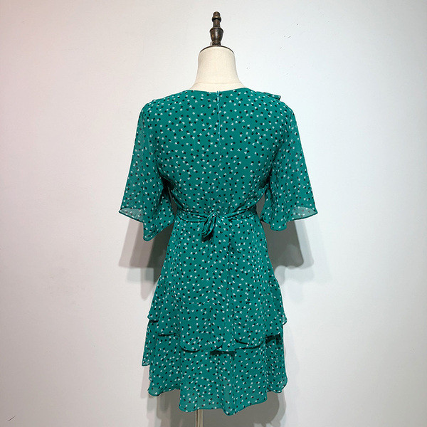 Rochie de dama verde cu maneci scurte