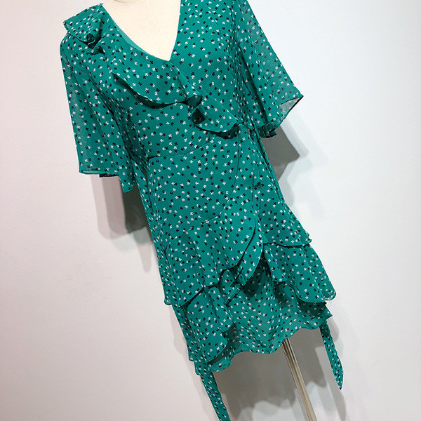 Rochie de dama verde cu maneci scurte