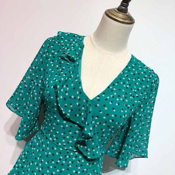 Rochie de dama verde cu maneci scurte