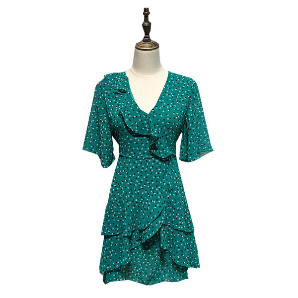 Rochie de dama verde cu maneci scurte